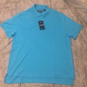 Mens XL CHAPS light blue button Polo custom fit